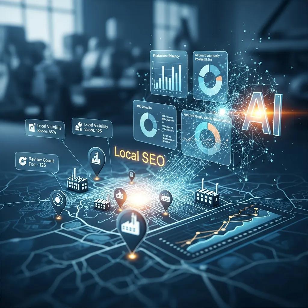 Map visualization with plant locations and AI analytics for manufacturing local search