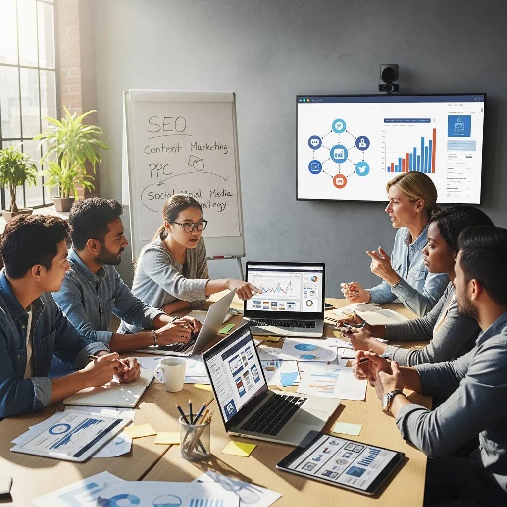 Marketing team collaborating on local growth strategies