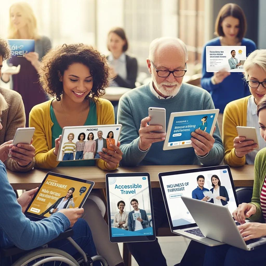 Diverse audience engaging with digital ads to show fair targeting