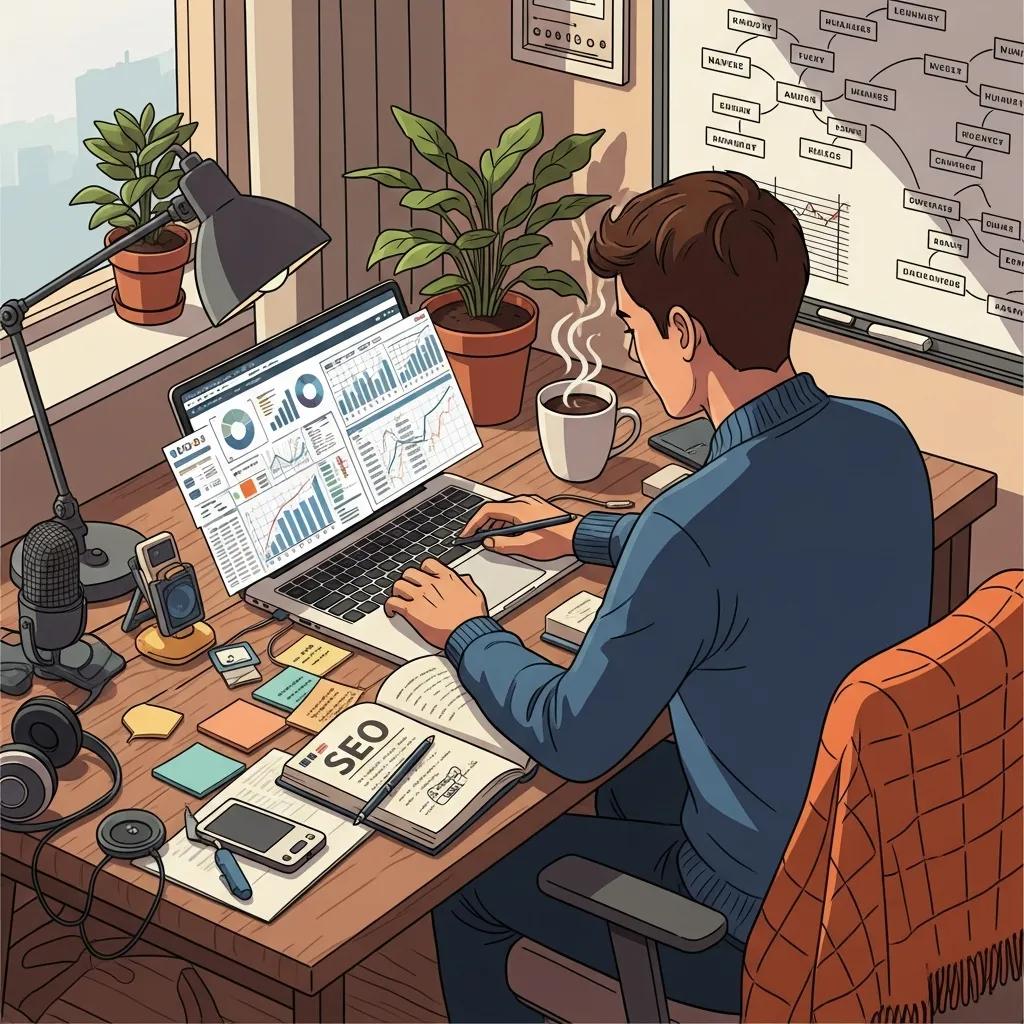 Analyst reviewing keyword data to identify high-opportunity queries