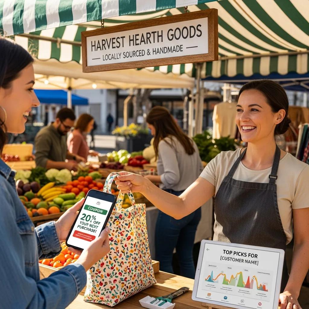 Small business owner engaging with customers, illustrating personalized marketing strategies