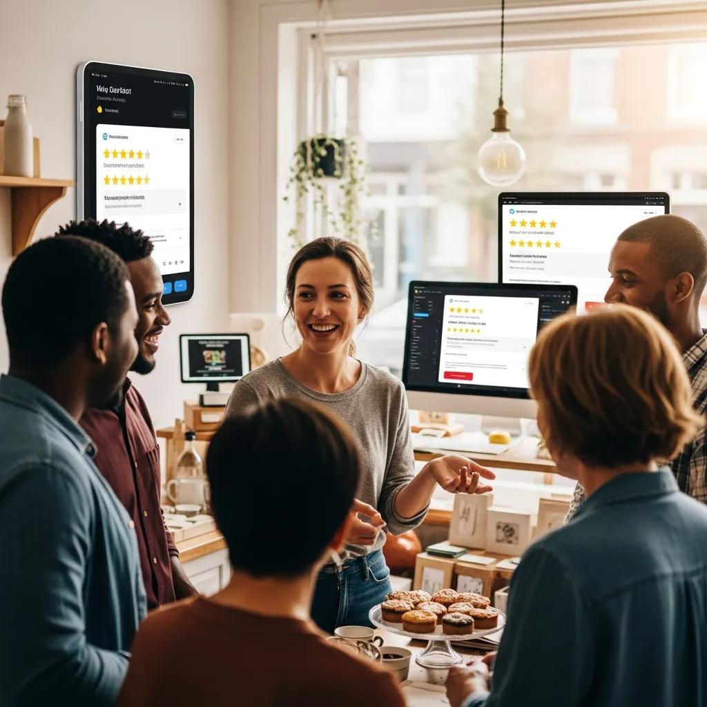 Small business owner interacting with customers, illustrating benefits of leased digital assets