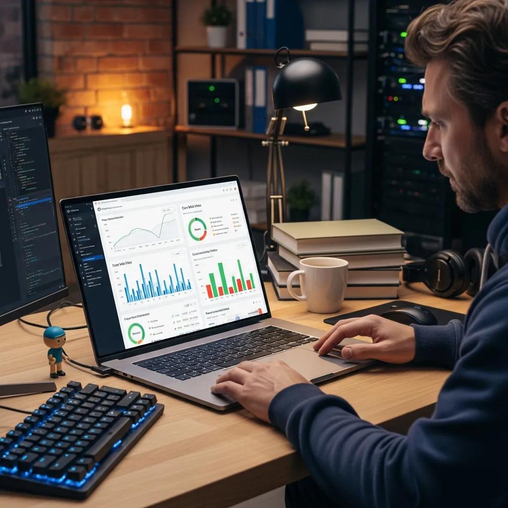 Web developer analyzing performance metrics for mobile page speed optimization