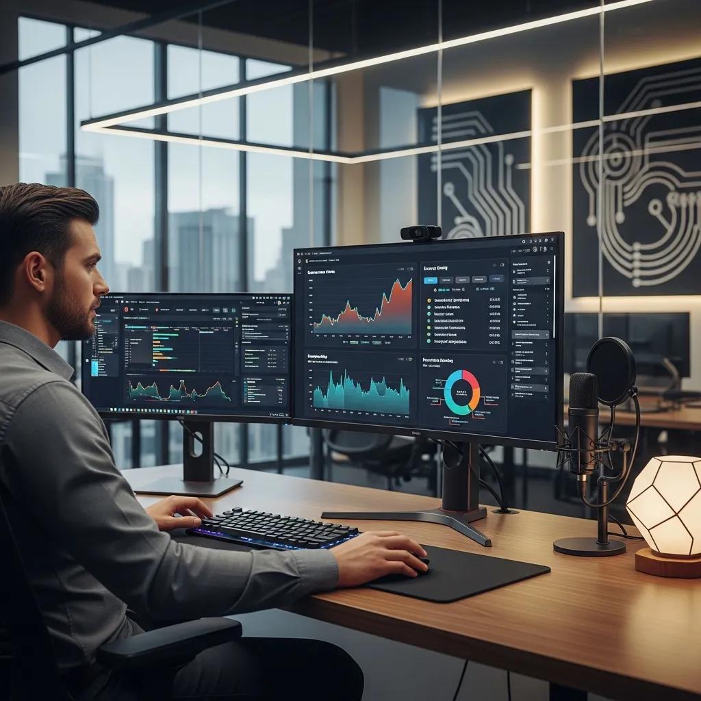 Analyst reviewing industrial SEO metrics for a manufacturing website